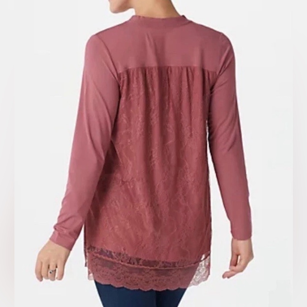 LOGO NWT Lori Goldstein Lace Back Cardigan M